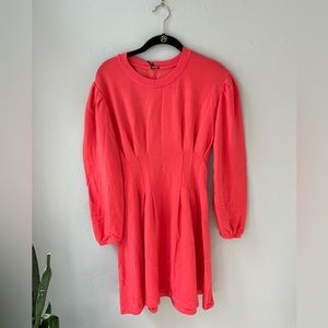 MONROW PLEAT FRONT SUPERSOFT DRESS IN CORAL S